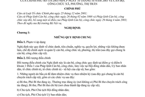 Nghị định 114/2003/NĐ-CP cán bộ, công chức xã, phường, thị trấn