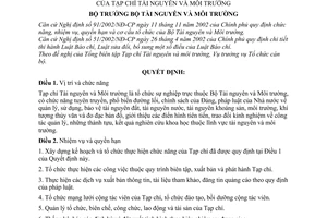 Quyết định 07/2003/QĐ-BTNMT chức năng, nhiệm vụ, quyền hạn cơ cấu tổ chức của Tạp chí Tài nguyên và Môi trường