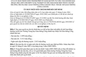 Quyết định 220/2003/QĐ-UB giao quyền tự chủ tài chánh giai đoạn 2003-2005 Trường Trung học Giao thông Công chánh thuộc Sở Giao thông Công chánh
