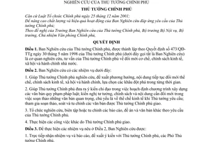 Quyết định 210/2003/QĐ-TTg chức năng, nhiệm vụ, tổ chức quy chế hoạt động của Ban Nghiên cứu của Thủ tướng Chính phủ