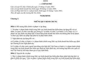 Nghị định 118/2003/NĐ-CP xử phạt vi phạm hành chính trong  kinh doanh bảo hiểm