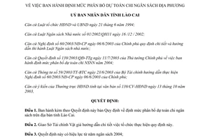 Quyết định 502/2003/QĐ-UB phân bổ dự toán chi ngân sách Lào Cai