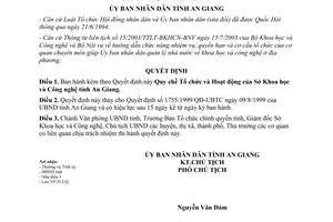 Quyết định 1975/2003/QĐ-UB Quy chế tổ chức hoạt động của Sở KH và Công nghệ