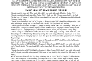 Quyết định 225/2003/QĐ-UB trình tự thủ tục cấp giấy chứng nhận quyền sở hữu nhà sử dụng đất tại thành phố Hồ Chí Minh sửa đổi QĐ 04/2003/QĐ-UB
