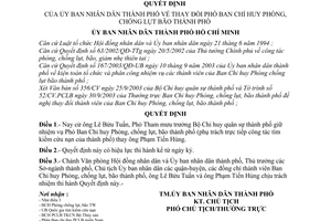 Quyết định 223/2003/QĐ-UB thay đổi Phó Ban chỉ huy Phòng chống lụt bão thành phố