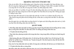 Nghị quyết 76/2003/NQ-HĐND phát triển hệ thống đô thị khu dân cư nông thôn Bến Tre