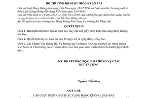 Quyết định 3046/2003/QĐ-BGTVT Quy chế cấp giấy phép khai thác cảng hàng không, sân bay