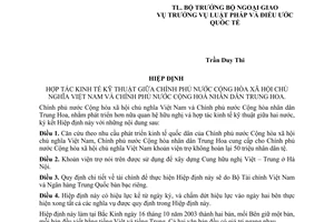 Hợp tác kinh tế kỹ thuật giữa Việt Nam Cộng hoà nhân dân Trung Hoa 2003