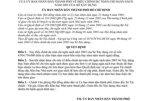 Quyết định 229/2003/QĐ-UB điều chỉnh dự toán chi ngân sách năm 2003 Sở Xây dựng