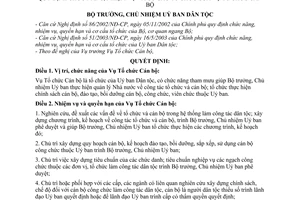 Quyết định 235/2003/QĐ-UBDT chức năng, nhiệm vụ cơ cấu tổ chức Vụ Tổ chức cán bộ