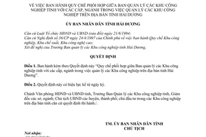 Quyết định 4173/2003/QĐ-UB Quy chế phối hợp giữa Ban quản lý Khu công nghiệp