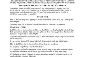 Quyết định 230/2003/QĐ-UB cho phép thành lập Quỹ hỗ trợ phụ nữ phát triển kinh tế thuộc Hội Liên hiệp Phụ nữ thành phố