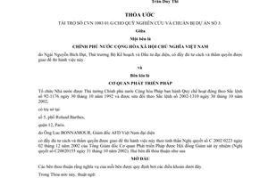 Thỏa ước tài trợ Quỹ nghiên cứu và chuẩn bị dự án số 3 giữa Việt Nam Pháp 2003