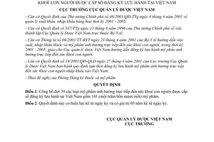 Quyết định 85/2003/QĐ-QLD Mỹ phẩm ảnh hưởng trực tiếp đến sức khoẻ con người