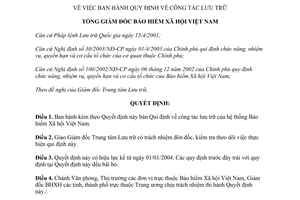 Quyết định 1515/QĐ-BHXH  công tác lưu trữ