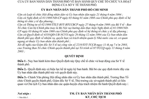 Quyết định 236/2003/QĐ-UB Quy chế tổ chức hoạt động Sở Y tế thành phố