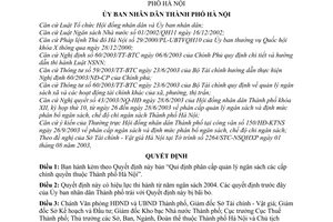 Quyết định 134/2003/QĐ-UB phân cấp quản lý ngân sách các cấp chính quyền Hà Nội