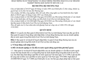 Quyết định 1345/2003/QĐ-BTM ủy quyền Ban quản lý khu kinh tế mở Chu Lai tỉnh Quảng Nam quản lý hoạt động xuất nhập khẩu thương mại doanh nghiệp