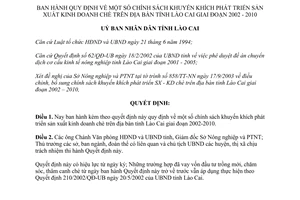 Quyết định 521/2003/QĐ-UB phát triển sản xuất kinh doanh chè Lào Cai 2002 2010