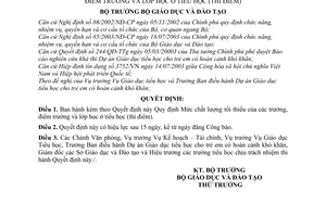 Quyết định 48/2003/QĐ-BGDĐT Mức chất lượng tối thiểu của các trường, điểm trường lớp học ở tiểu học (thí điểm)