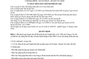 Quyết định 136/2003/QĐ-UB Phê duyệt Quy hoạch Khu đô thị mới Nghĩa Đô - Tỷ lệ 1/500 Xã Cổ Nhuế - huyện Từ Liêm