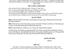 Quyết định 216/2003/QĐ-TTg Điều lệ Tổ chức hoạt động  Tổng công ty Đường sắt Việt Nam