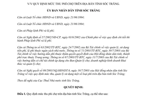 Quyết định 162/2003/QĐ.UBNDT quy định mức thu phí chợ do tỉnh Sóc Trăng ban hành