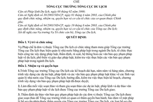 Quyết định 389/2003/QĐ-TCDL chức năng, nhiệm vụ, quyền hạn,tổ chức Vụ Pháp chế