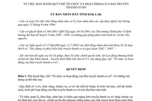 Quyết định 115/2003/QĐ-UB Quy chế tổ chức hoạt động Đài truyền thanh cơ sở Đắk Lắk