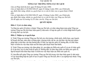 Quyết định 387/2003/QĐ-TCDL chức năng, nhiệm vụ, quyền hạn, tổ chức Vụ Hợp tác quốc tế