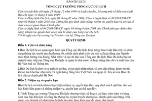 Quyết định 396/2003/QĐ-TCDL chức năng, nhiệm vụ, quyền hạn, cơ cấu tổ chức  Báo Du lịch