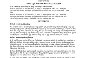 Quyết định 88/2003/QĐ-TCDL chức năng, nhiệm vụ, quyền hạn tổ chức Vụ Tổ chức cán bộ