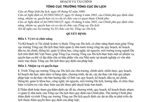 Quyết định 386/2003/QĐ-TCDL chức năng, nhiệm vụ, quyền hạn, tổ chức Vụ Kế hoạch và Tài chính