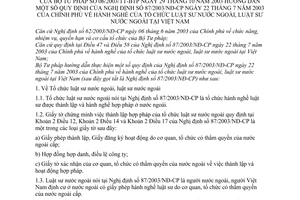 Thông tư 06/2003/TT-BTP hành nghề Tổ chức luật sư nước ngoài, Luật sư nước ngoài tại Việt Nam hướng dẫn Nghị định 87/2001/NĐ-CP