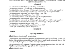 Nghị định 125/2003/NĐ-CP  vận tải đa phương thức quốc tế