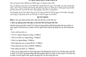Quyết định 542/QĐ-UB 2003 quy định giá bán nước sạch Lào Cai