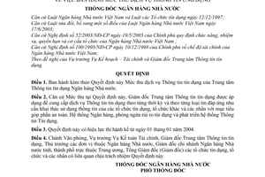 Quyết định 1402/2003/QĐ-NHNN  Mức thu dịch vụ Thông tin ứng dụng