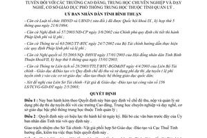 Quyết định 75/2003/QĐ/UBBT thu nộp quản lý phí dự thi dự tuyển Cao đẳng Trung học Bình Thuận