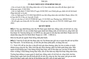 Quyết định 72/2003/QĐ-UBBT quy định về thu “phí tham quan danh lam, thắng cảnh, di tích lịch sử, công trình văn hóa” trên địa bàn tỉnh Bình Thuận