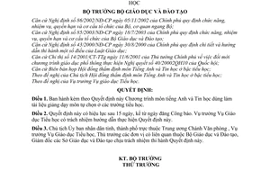 Quyết định 50/2003/QĐ-BGDĐT Chương trình môn Tiếng Anh Tin học bậc tiểu học