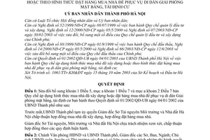 Quyết định 142/2003/QĐ-UB điều chỉnh Quy chế áp dụng hình thức mua nhà đã xây dựng đặt hàng mua nhà để phục vụ di dân giải phóng mặt bằng tái định cư