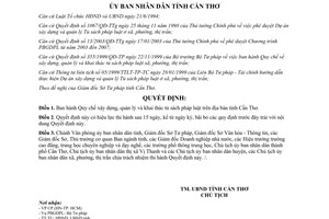 Quyết định 66/2003/QĐ-UB xây dựng quản lý khai thác tủ sách pháp luật Cần Thơ