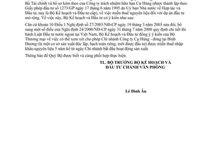 Công văn 6758 BKH/ĐTNN miễn thuế nguyên liệu dự án đầu tư mở rộng