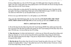 Công văn 1849/NHCS-HTQT 2003 hướng dẫn dự án đa dạng hóa thu nhập nông thôn Tuyên Quang RIDP