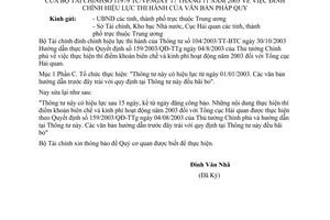 Công văn 11979/TC-VP đính chính hiệu lực thi hành của văn bản pháp quy