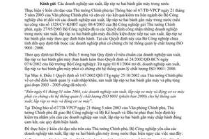 Công văn 5292/CV-CLH báo cáo tình hình sản xuất, lắp ráp xe hai bánh gắn máy 2003 và thực hiện chứng chỉ ISO 9000:2001