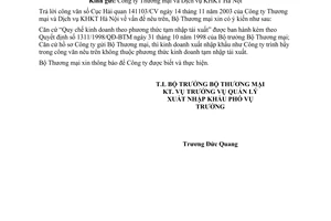 Công văn 5341 TM/XNK kinh doanh theo phương thức tạm nhập tái xuất