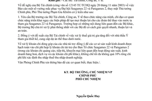 Công văn 5874/VPCP-KTTH xử lý vướng mắc phục vụ Seagames22 và Paragames2