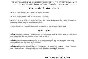 Quyết định 3840/2003/QĐ-UB tăng cường lãnh đạo công tác thi hành án Long An