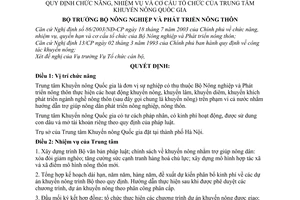Quyết định 118/2003/QĐ-BNN chức năng, nhiệm vụ cơ cấu tổ chức Trung tâm Khuyến nông Quốc gia